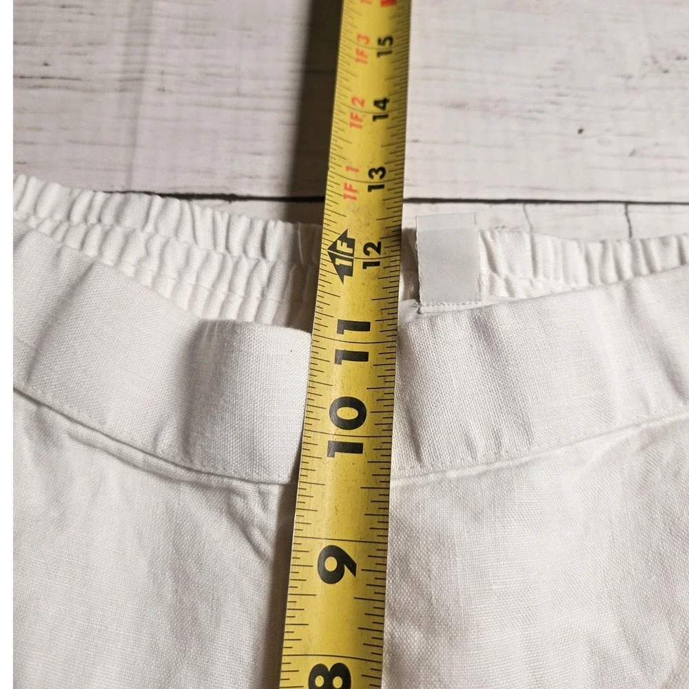 Charter Club Luxury Womens White 100% Linen Wide Leg Crop‎ Pants Size Medium